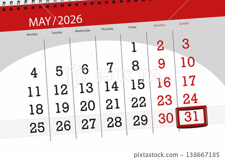 Calendar 2026, deadline, day, month, page, organizer, date, May, sunday, number 31 Calendar 2026, deadline, day, month, page, organizer, date, May, sunday, number 31 138667185