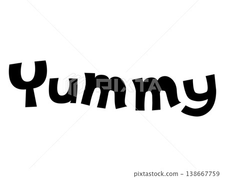 白色背景上的手繪風格粗體字母“Yummy”英文排版素材。 白色背景上的手繪風格粗體字母“Yummy”英文排版素材。 138667759