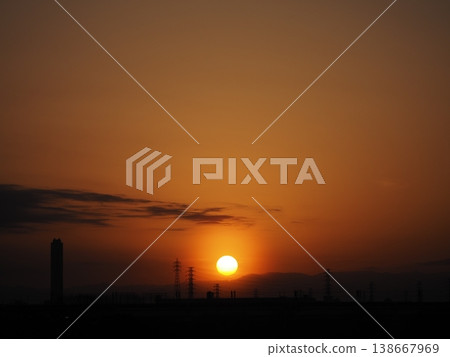 關東山脈的夕陽 138667969