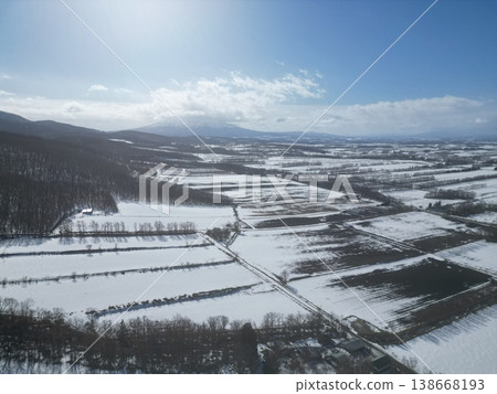 Aerial photograph taken from above Unabetsu Ski Resort in Shari Town Aerial photograph taken from above Unabetsu Ski Resort in Shari Town 138668193