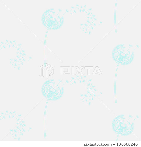 Teal dandelion puffball seamless pattern on white background Teal dandelion puffball seamless pattern on white background 138668240