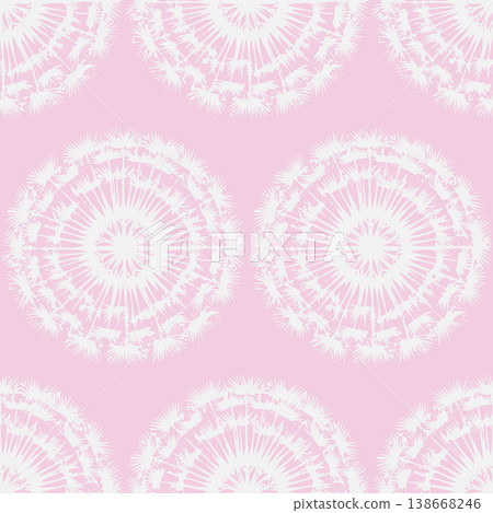 White floral lace mandala pattern on pink backdrop White floral lace mandala pattern on pink backdrop 138668246