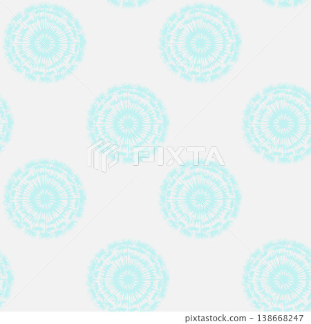 Blue dandelion seed mandala pattern on white background 138668247