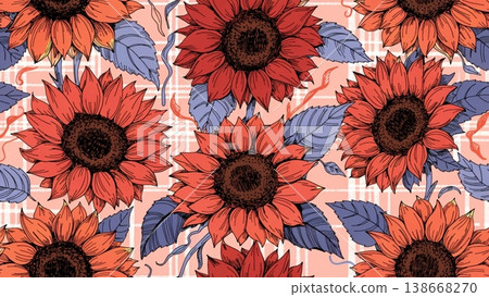 Bright and cheerful pattern with lemon yellow sunflowers background 138668270