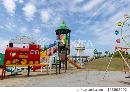 Stock photos of the new playground equipment, Ferris wheel, and observation deck at Shiroyama Park in Kirishima City, Kagoshima Prefecture. Stock photos of the new playground equipment, Ferris wheel, and observation deck at Shiroyama Park in Kirishima City, Kagoshima Prefecture. 138668492
