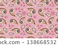 Pink  vector Paisley seamless pattern.  138668532