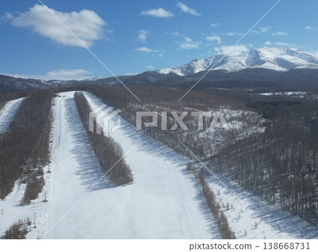 Aerial view of Unabetsu Ski Resort in Shari Town, Hokkaido 138668731