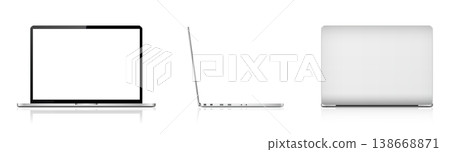 Laptop computer front, side and rear view Laptop computer front, side and rear view 138668871