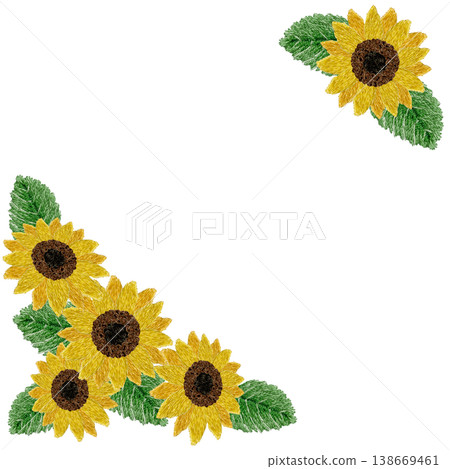 [Sunflower Frame] Hand-embroidered illustration material 138669461