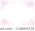 Watercolor cherry blossom and flower frame. A soft pink spring frame material, perfect as a background for Mother's Day or wedding message cards. 138669728