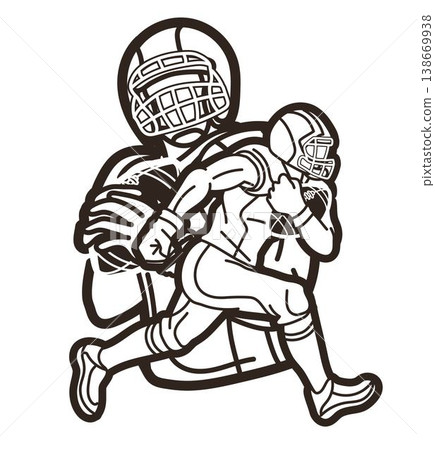 American Football Sport Players Mix Action Cartoon Graphic Vector 138669938