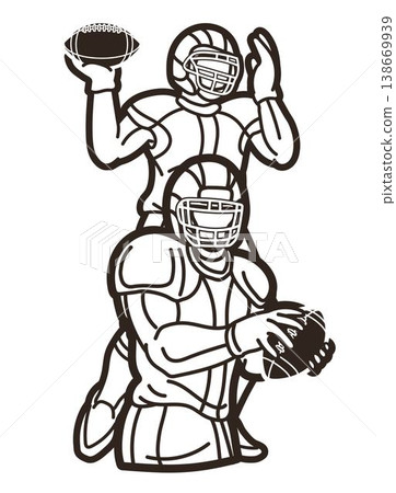 Outline American Football Sport Players Mix Action Cartoon Graphic Vector Outline American Football Sport Players Mix Action Cartoon Graphic Vector 138669939
