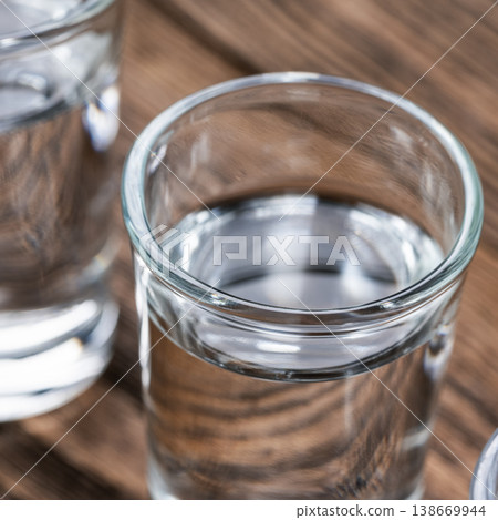 Square vodka shot glass close up Square vodka shot glass close up 138669944