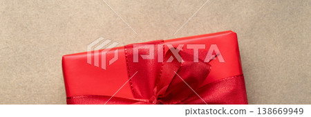 red gift box with ribbon banner red gift box with ribbon banner 138669949