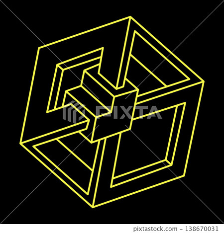 Impossible shapes. Web design element. Optical illusion objects. Line design. Geometric figures.  138670031