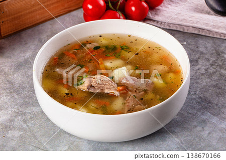 Chicken homemade soup with potato 138670166