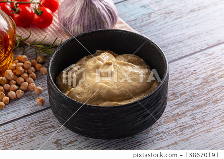 Organic homemade hummus creamy snack Organic homemade hummus creamy snack 138670191