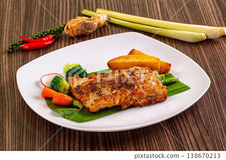 Gourmet asian Grilled crocodile steak 138670213