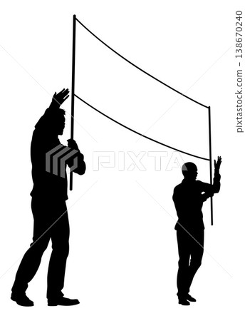 Banner Silhouette Protestors at March Rally Strike Banner Silhouette Protestors at March Rally Strike 138670240