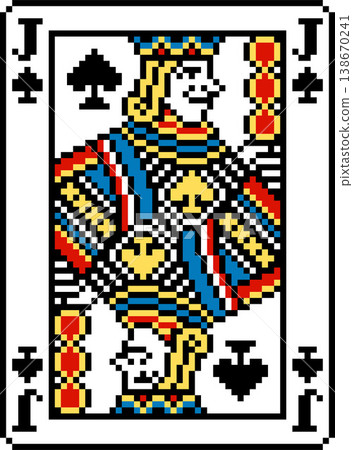 Pixel Art Style Jack of Spades Playing Card Design 138670241