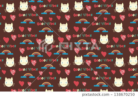 Good Vibes Seamless Pattern, Vector Good Vibes Seamless Pattern, Vector 138670250