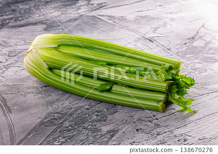 Vegan cuisine - green celery stem Vegan cuisine - green celery stem 138670276