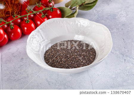 Vegan superfood dry chia seeds Vegan superfood dry chia seeds 138670407