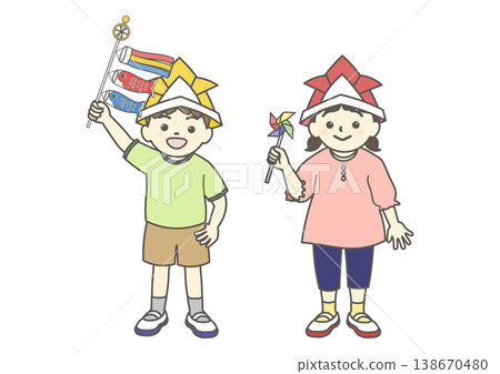 Illustrations of a boy and a girl for Children's Day 138670480