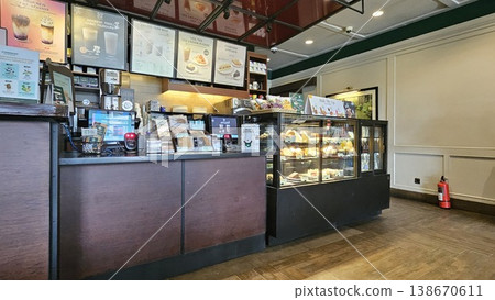 this is food and drink display at cafe restaurant. this is food and drink display at cafe restaurant. 138670611