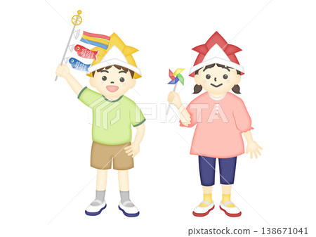 兒童節男孩女孩插圖 138671041