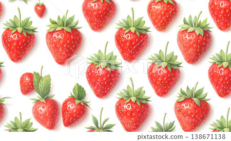 白色背景上的新鮮草莓圖案 138671138