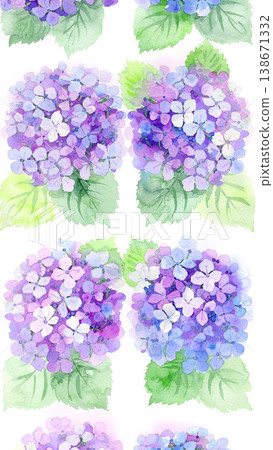 紫色繡球花水彩插圖 紫色繡球花水彩插圖 138671332