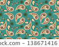 Emerald Colorful vector Paisley seamless pattern.  138671416