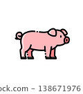 The whole body is powder red with a cute card, a small tail with a beautiful twist, and a divine feeling of warmth and healing. Suitable farm animals, children's education or portrait subjects 138671976