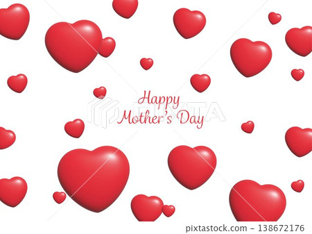 Mother's Day floating 3D heart red background white 138672176