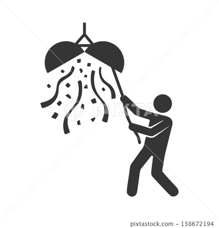 Silhouette icon of a person breaking a decorative ball Silhouette icon of a person breaking a decorative ball 138672194