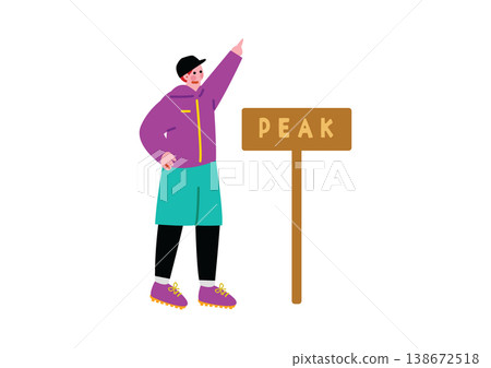 An illustration of a boy taking a commemorative photo at the mountaintop. An illustration of a boy taking a commemorative photo at the mountaintop. 138672518