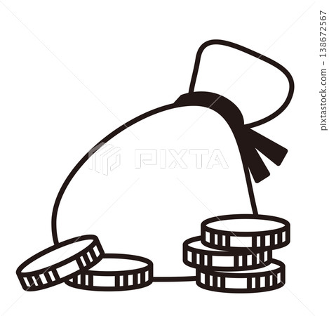 奇幻金幣袋遊戲圖示素材（RPG/UI相容） 138672567