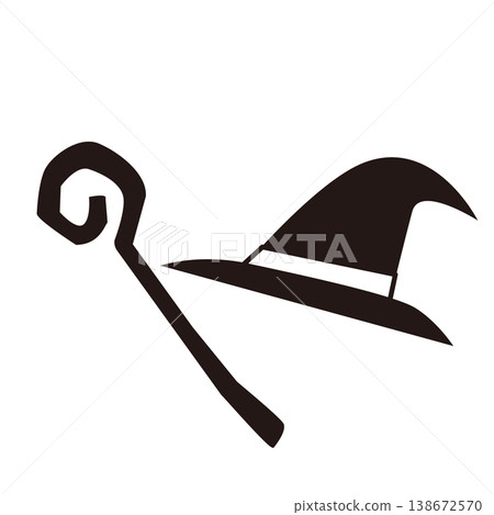 Fantasy wizard's wand and hat game icon assets (RPG/UI compatible) Fantasy wizard's wand and hat game icon assets (RPG/UI compatible) 138672570