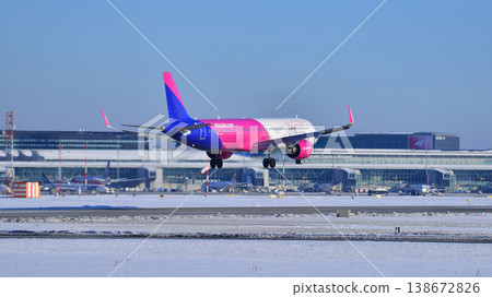 Warsaw, Poland. 3 February 2026. Plane 9H-WDT Wizz Air Malta Airbus A321neo just before landing at the Chopin airport. Warsaw, Poland. 3 February 2026. Plane 9H-WDT Wizz Air Malta Airbus A321neo just before landing at the Chopin airport. 138672826