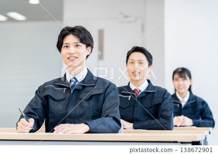 Workers undergoing training. Filming assistance provided by: Denpa Gakuen Educational Foundation, Tokyo Electronics College. 138672901