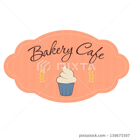 bakery cafe label with cupcake bakery cafe label with cupcake 138673307