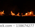 Burning fire flames isolated on dark background with smoke, dramatic wildfire effect, high contrast fire texture for overlay and design use. 138674277