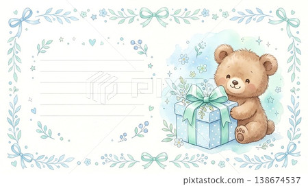 Cute baby bear message card background frame design image Cute baby bear message card background frame design image 138674537
