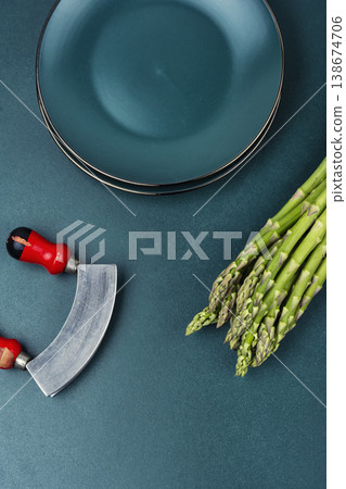 Healthy organic green asparagus for cooking Healthy organic green asparagus for cooking 138674706