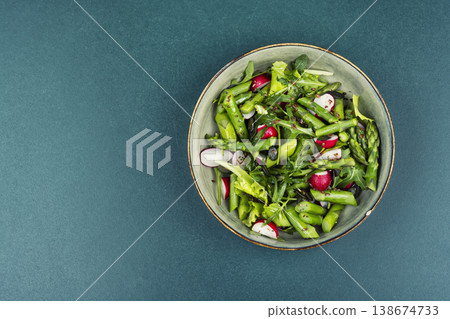 Nutritious asparagus radish salad with flax seeds Nutritious asparagus radish salad with flax seeds 138674733
