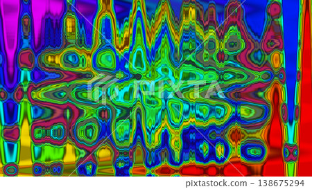 Vibrant abstract background featuring distorted colorful waves and psychedelic neon patterns. Digital art with liquid flow effect and intense hues. Vibrant abstract background featuring distorted colorful waves and psychedelic neon patterns. Digital art with liquid flow effect and intense hues. 138675294