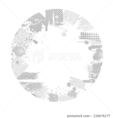 The background is gray blots round frame. Hand drawn. Not AI, vector illustration. The background is gray blots round frame. Hand drawn. Not AI, vector illustration. 138676277