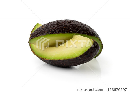 Hass Avocado Half Isolated, Whole Sharwil Set, Brown Avocados Slice, Fresh Alligator Pear, Persea Americana 138676397