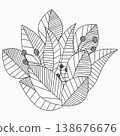 Black and white leaves with seeds. Doodle-style vector illustration 138676676